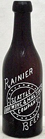 RAINIER BEER SEATTLE BREWING & MALTING COMPANY EMBOSSED BEER BOTTLE