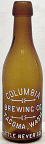 COLUMBIA BREWING COMPANY EMBOSSED BEER BOTTLE