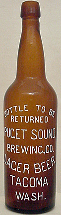 PUGET SOUND BREWING COMPANY LAGER BEER EMBOSSED BEER BOTTLE