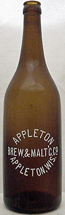 APPLETON BREWING ∧ MALTING COMPANY EMBOSSED BEER BOTTLE