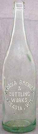 ARCADIA BREWERY & BOTTLING WORKS EMBOSSED BEER BOTTLE