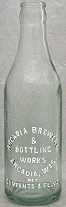 ARCADIA BREWERY & BOTTLING WORKS EMBOSSED BEER BOTTLE