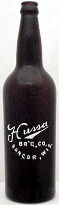 HUSSA BREWING COMPANY EMBOSSED BEER BOTTLE