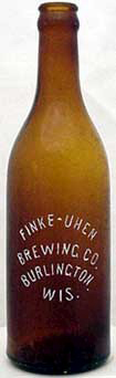 FINKE - UHEN BREWING COMPANY EMBOSSED BEER BOTTLE