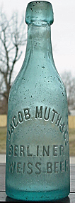 JACOB MUTH & COMPANY BERLINER WEISS BEER EMBOSSED BEER BOTTLE