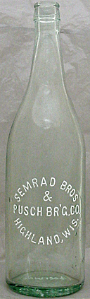 SEMRAD BROTHERS & PUSCH BREWING COMPANY EMBOSSED BEER BOTTLE