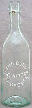 JOHN GUND BREWING COMPANY EMBOSSED BEER BOTTLE