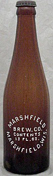 MARSHFIELD BREWING COMPANY EMBOSSED BEER BOTTLE