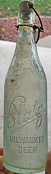 BLATZ MILWAUKEE BEER EMBOSSED BEER BOTTLE