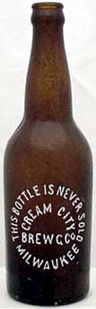 CREAM CITY BREWING COMPANY EMBOSSED BEER BOTTLE