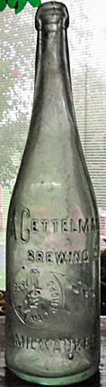 A. GETTELMAN BREWING COMPANY EMBOSSED BEER BOTTLE