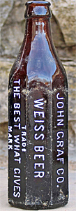 JOHN GRAF CO. WEISS BEER EMBOSSED BEER BOTTLE