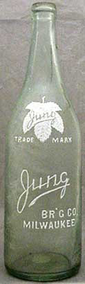 JUNG BREWING COMPANY EMBOSSED BEER BOTTLE