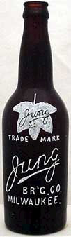 JUNG BREWING COMPANY EMBOSSED BEER BOTTLE