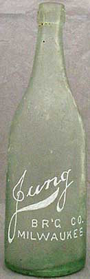 JUNG BREWING COMPANY EMBOSSED BEER BOTTLE