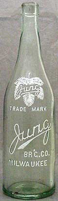 JUNG BREWING COMPANY EMBOSSED BEER BOTTLE