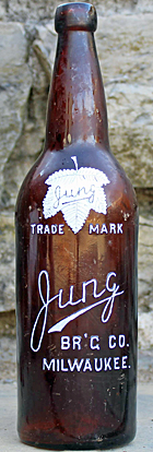 JUNG BREWING COMPANY EMBOSSED BEER BOTTLE