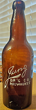 JUNG BREWING COMPANY EMBOSSED BEER BOTTLE