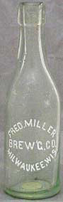 FRED MILLER BREWING COMPANY EMBOSSED BEER BOTTLE