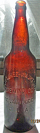 MILWAUKEE WAUKESHA BREWING COMPANY EMBOSSED BEER BOTTLE