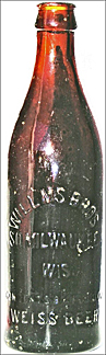 WILLMS BROTHERS WEISS BEER EMBOSSED BEER BOTTLE