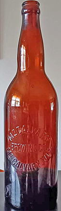 MT CALVARY BREWING COMPANY EMBOSSED BEER BOTTLE