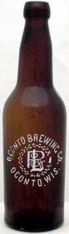 OCONTO BREWING COMPANY EMBOSSED BEER BOTTLE