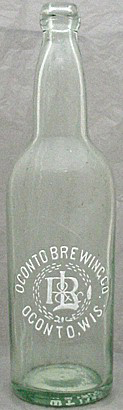 OCONTO BREWING COMPANY EMBOSSED BEER BOTTLE