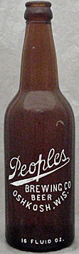 PEOPLES BREWING COMPANY BEER EMBOSSED BEER BOTTLE