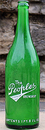 PEOPLES BREWING COMPANY BEER EMBOSSED BEER BOTTLE