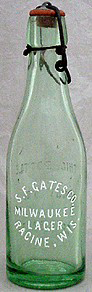 SIMON F. GATES COMPANY MILWAUKEE LAGER EMBOSSED BEER BOTTLE