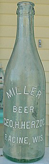 MILLER BEER EMBOSSED BEER BOTTLE