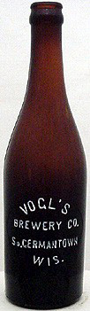 VOGL'S BREWERY COMPANY EMBOSSED BEER BOTTLE