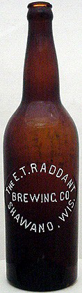 THE EMIL T. RADDANT BREWING COMPANY EMBOSSED BEER BOTTLE