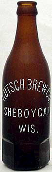 GUTSCH BREWING COMPANY EMBOSSED BEER BOTTLE