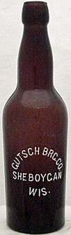 GUTSCH BREWING COMPANY EMBOSSED BEER BOTTLE