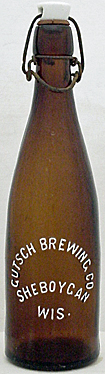 GUTSCH BREWING COMPANY EMBOSSED BEER BOTTLE