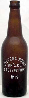 STEVENS POINT BREWING COMPANY EMBOSSED BEER BOTTLE