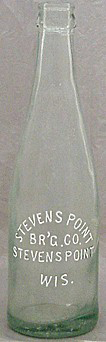 STEVENS POINT BREWING COMPANY EMBOSSED BEER BOTTLE