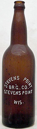 STEVENS POINT BREWING COMPANY EMBOSSED BEER BOTTLE