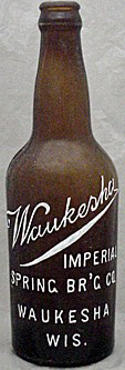 WAUKESHA IMPERIAL SPRING BREWING COMPANY EMBOSSED BEER BOTTLE