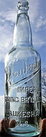 WAUKESHA IMPERIAL SPRING BREWING COMPANY EMBOSSED BEER BOTTLE