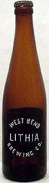 WEST BEND LITHIA BREWING COMPANY EMBOSSED BEER BOTTLE