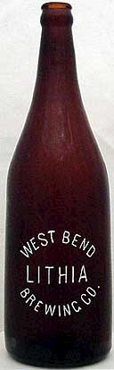 WEST BEND LITHIA BREWING COMPANY EMBOSSED BEER BOTTLE