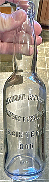 BELVIDERE BREWING COMPANY EMBOSSED BEER BOTTLE