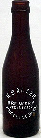 K. BALZER BREWERY EMBOSSED BEER BOTTLE